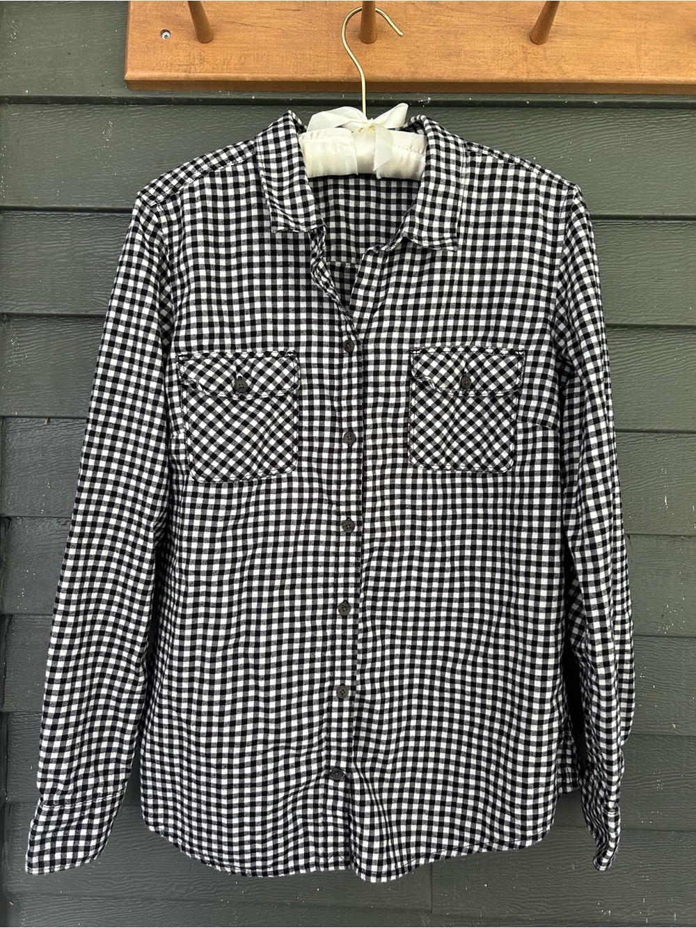 Eddie Bauer Black and White Gingham Button-Down Shirt